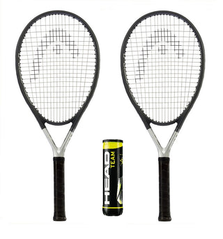 2 x HEAD Ti S6 Tennis Racket Set + 3 Head Tennis Balls