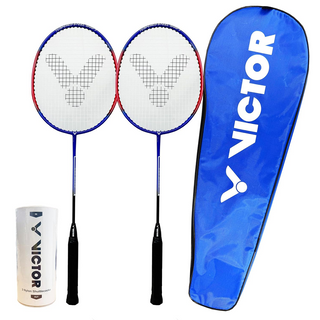 Victor Drive Pro Badminton Racket 2 Player Set + 3 Shuttles